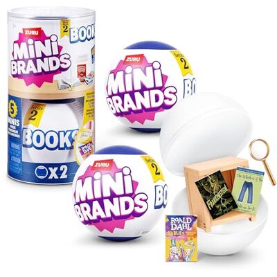 Mini Brands Mini Books Series 2 Capsule by ZURU, kolekcjonerska miniaturowa książka zabawka dla dzieci od 3+ (2 kapsułki), biała Mini Brands Mini Books Series 2 Capsule by ZURU, kolekcjonerska miniaturowa książka zabawka dla dzieci od 3+ (2 kapsułki), biała