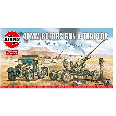 Airfix A02314V 1/76 Morris CS8 15-CWT styczny, model Bofors 40 mm Gun & Tractor, Vintage Classi, szary Airfix A02314V 1/76 Morris CS8 15-CWT styczny, model Bofors 40 mm Gun & Tractor, Vintage Classi, szary