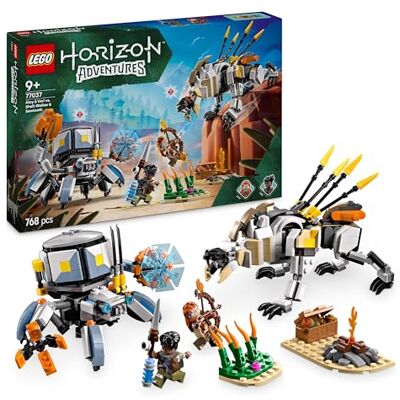 Lego Horizon Adventures Aloy i Varl kontra krabołaz i piłoząb, Zabawka dla Dziecka do Zbudowania, Zestaw Inspirowany Grą, 2 Minifigurki i 2 Roboty, Prezent dla 9-latka, Chłopca i Dziewczynki, 77037 Lego Horizon Adventures Aloy i Varl kontra krabołaz i piłoząb, Zabawka dla Dziecka do Zbudowania, Zestaw Inspirowany Grą, 2 Minifigurki i 2 Roboty, Prezent dla 9-latka, Chłopca i Dziewczynki, 77037