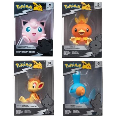 Pokémon ' Select Vinyl Collectible Figures Torchic, Mudkip, Chimchae, Jigglypuff Official Pokemon collectible figure for children 4+ Pokémon ' Select Vinyl Collectible Figures Torchic, Mudkip, Chimchae, Jigglypuff Official Pokemon collectible figure for children 4+
