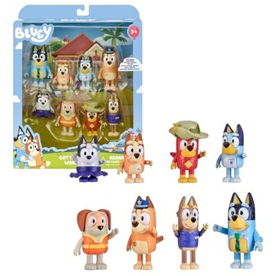 Bluey Zestaw 8 figurek przygodowych, przegubowych figurek przyjaciół gotowych na przygodę, lalki z serii dla dzieci, powiększ swoją kolekcję dzięki temu zestawowi, sławny (BLY73000) Bluey Zestaw 8 figurek przygodowych, przegubowych figurek przyjaciół gotowych na przygodę, lalki z serii dla dzieci, powiększ swoją kolekcję dzięki temu zestawowi, sławny (BLY73000)