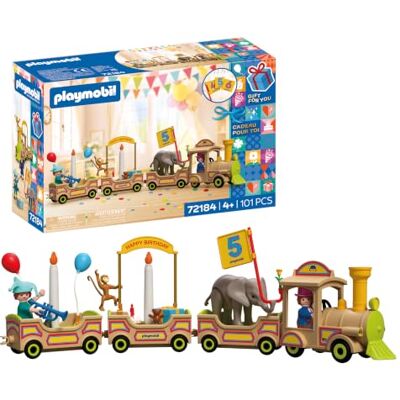 Playmobil Life 72184 pociąg urodzinowy, świąteczny pociąg ze zwierzętami, świecami, naklejkami z liczbami i akcesoriami, dla dzieci od 4 lat Playmobil Life 72184 pociąg urodzinowy, świąteczny pociąg ze zwierzętami, świecami, naklejkami z liczbami i akcesoriami, dla dzieci od 4 lat