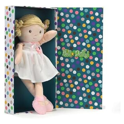 Plush & Company Ma Copine Grace miękka lalka z miękkiej tkaniny, blond włosy, biała sukienka w pudełku prezentowym Plush & Company Ma Copine Grace miękka lalka z miękkiej tkaniny, blond włosy, biała sukienka w pudełku prezentowym