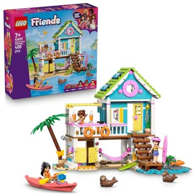 Lego Friends Domek na plaży z fokami, zabawka dla dzieci z 3 minilaleczkami, 2 figurkami zwierząt, kajakiem i hamakiem, klocki do zabawy w dom, prezent dla 7-latki, dla dziewczynki i chłopca 42699 Lego Friends Domek na plaży z fokami, zabawka dla dzieci z 3 minilaleczkami, 2 figurkami zwierząt, kajakiem i hamakiem, klocki do zabawy w dom, prezent dla 7-latki, dla dziewczynki i chłopca 42699