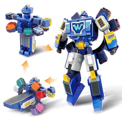 Super 3 w 1 World Space transmitujący robot z mini figurkami Jett i Dizzy, zabawka transformacyjna dla chłopców i dziewczynek od 3 lat, niebieski Super 3 w 1 World Space transmitujący robot z mini figurkami Jett i Dizzy, zabawka transformacyjna dla chłopców i dziewczynek od 3 lat, niebieski
