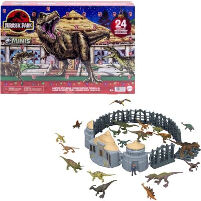 Mattel Jurassic World kalendarz adwentowy, 24 dni, 19 mini dinozaurów Motyw wyspy z Jurassic Park, niespodzianki: dinozaury, figurka, elementy zestawu, JLD23 Mattel Jurassic World kalendarz adwentowy, 24 dni, 19 mini dinozaurów Motyw wyspy z Jurassic Park, niespodzianki: dinozaury, figurka, elementy zestawu, JLD23