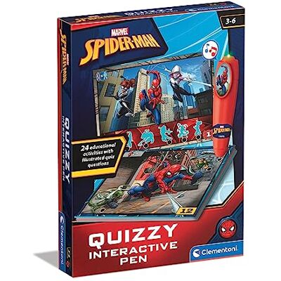 Clementoni Sapientino Quizzy Marvel Spiderman-Karty Interaktywne Pióro, 3 Lata Gra Edukacyjna, Made in Italy, Wielojęzyczny Kolor, 16452 Clementoni Sapientino Quizzy Marvel Spiderman-Karty Interaktywne Pióro, 3 Lata Gra Edukacyjna, Made in Italy, Wielojęzyczny Kolor, 16452