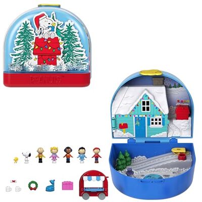 Polly Pocket x Peanuts Collector Snoopy Fistaszki Świąteczny zestaw kompaktowy, 6 mikrolalek, 7 akcesoriów, 4 kultowe lokalizacje, zabawka dla dzieci, JFV05 Polly Pocket x Peanuts Collector Snoopy Fistaszki Świąteczny zestaw kompaktowy, 6 mikrolalek, 7 akcesoriów, 4 kultowe lokalizacje, zabawka dla dzieci, JFV05