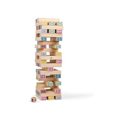 BS Toys Olbrzymia wieża drewnianych cyfr edukacyjna gra balansowa z 48 blokami i kostką rozwija koordynację i koncentrację BS Toys Olbrzymia wieża drewnianych cyfr edukacyjna gra balansowa z 48 blokami i kostką rozwija koordynację i koncentrację