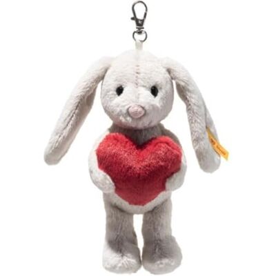 Steiff Hoppie zając z zawieszką w kształcie serca, 15 cm, pluszowy królik z obwisłymi uszami, miękki przyjaciel, puszysty pluszowy breloczek do kluczy, przytulanka talizman, można prać w pralce Steiff Hoppie zając z zawieszką w kształcie serca, 15 cm, pluszowy królik z obwisłymi uszami, miękki przyjaciel, puszysty pluszowy breloczek do kluczy, przytulanka talizman, można prać w pralce