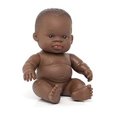Miniland Lalka dla niemowląt z ciemnej skóry 21 cm do wyobrażenia i nauki Realistyczny anatomiczny design, kompatybilny z Dolls, wspiera rozwój emocjonalny od 10 miesięcy Miniland Lalka dla niemowląt z ciemnej skóry 21 cm do wyobrażenia i nauki Realistyczny anatomiczny design, kompatybilny z Dolls, wspiera rozwój emocjonalny od 10 miesięcy
