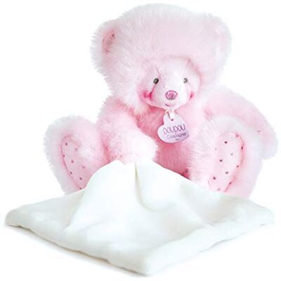 Doudou et Compagnie DC3551 TROP MIMI różowa niedźwiedź z chusteczką higieniczną, różowa Doudou et Compagnie DC3551 TROP MIMI różowa niedźwiedź z chusteczką higieniczną, różowa