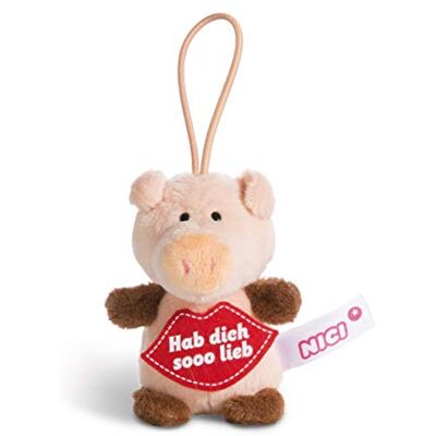 NICI 44868 zawieszka świnka z napisem "Hab Dich sooo lieb 8 cm z pętlą, różowa/brązowa NICI 44868 zawieszka świnka z napisem "Hab Dich sooo lieb 8 cm z pętlą, różowa/brązowa