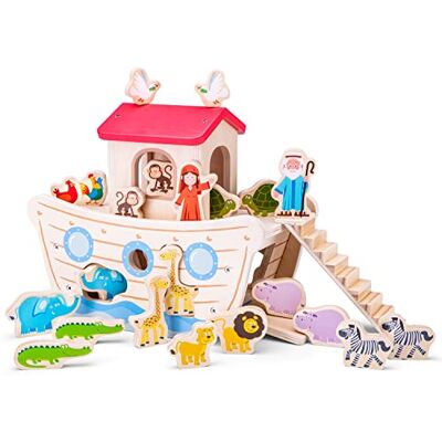 New Classic Toys 10565 drewniany sorter kształtów Arki Noego, średni New Classic Toys 10565 drewniany sorter kształtów Arki Noego, średni