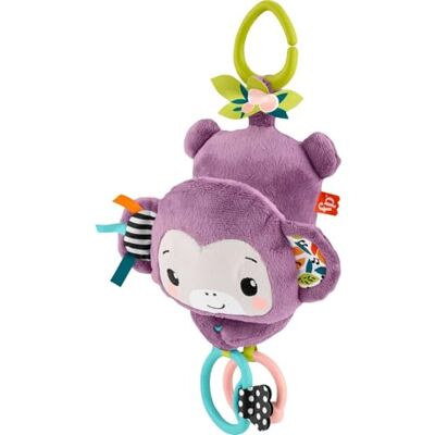 Fisher Price Zabawka do wózka dziecięcego, Sing & Go, fioletowa, muzyczna, sensoryczna, pluszowa, z marszczeniem i klapkami, dla noworodków od urodzenia + Fisher Price Zabawka do wózka dziecięcego, Sing & Go, fioletowa, muzyczna, sensoryczna, pluszowa, z marszczeniem i klapkami, dla noworodków od urodzenia +