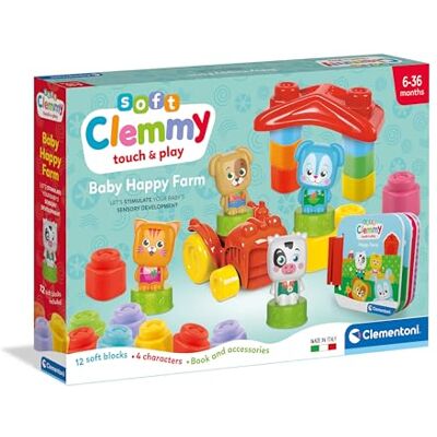 Clementoni 17884 Soft Clemmy Baby Happy Farm Zestaw Budynków Pierwszego Dzieciństwa, Miękkie Cegły Clemmy, Bloki Dzieci 6 Miesięcy, Gra Sensoralna, Zmywalne, Made in Italy Clementoni 17884 Soft Clemmy Baby Happy Farm Zestaw Budynków Pierwszego Dzieciństwa, Miękkie Cegły Clemmy, Bloki Dzieci 6 Miesięcy, Gra Sensoralna, Zmywalne, Made in Italy