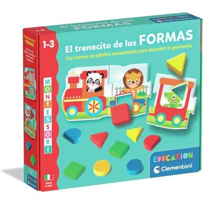 Clementoni Montessori, Trenecito de Las Formas, Geometria i Kolorowa układanka do układania, Wiek 1-3 lat, Stymulacja dotykowa, Wyprodukowano we Włoszech, 55642 Clementoni Montessori, Trenecito de Las Formas, Geometria i Kolorowa układanka do układania, Wiek 1-3 lat, Stymulacja dotykowa, Wyprodukowano we Włoszech, 55642