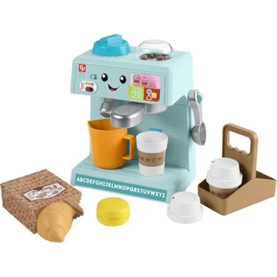 Fisher Price Zabawka dla małych dzieci Mój zestaw baristy z poziomami nauki i 10 częściami, od 18 miesięcy, wersja wielojęzyczna, HYT00 Fisher Price Zabawka dla małych dzieci Mój zestaw baristy z poziomami nauki i 10 częściami, od 18 miesięcy, wersja wielojęzyczna, HYT00