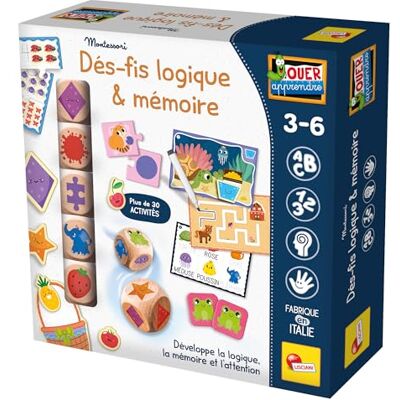 Liscianigiochi Lisciani Montessori Wyzwania logiczne i pamięć Gra edukacyjna przedszkole dla dzieci w wieku 3-6 lat figurki zwierzęce kolory i kształty zmazywalny filc i drewniane kości sylwetki i Liscianigiochi Lisciani Montessori Wyzwania logiczne i pamięć Gra edukacyjna przedszkole dla dzieci w wieku 3-6 lat figurki zwierzęce kolory i kształty zmazywalny filc i drewniane kości sylwetki i