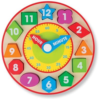 Melissa & Doug – zegar do sortowania kształtów (zabawka rozwojowa, solidna drewniana konstrukcja, umiejętność rozwojowa podawania godziny) Melissa & Doug – zegar do sortowania kształtów (zabawka rozwojowa, solidna drewniana konstrukcja, umiejętność rozwojowa podawania godziny)