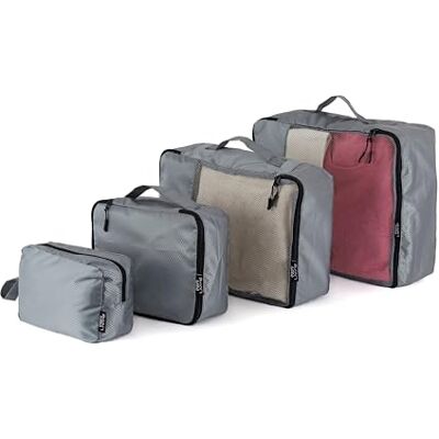 Domopak Living Zestaw 4 toreb do przechowywania ubrań i akcesoriów w walizce, rozmiar S/M/L/XL, kolor szary Domopak Living Zestaw 4 toreb do przechowywania ubrań i akcesoriów w walizce, rozmiar S/M/L/XL, kolor szary