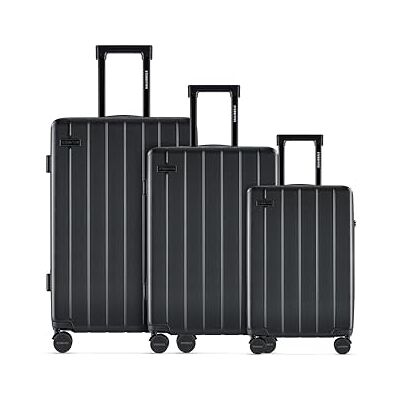 S-J2-B ETERNITIVE Zestaw Walizek 3w1 S M L – Twarde Walizki Podróżne 37L 60L 99L, 4 Kółka 360°, TSA, Czarny S-J2-B ETERNITIVE Zestaw Walizek 3w1 S M L – Twarde Walizki Podróżne 37L 60L 99L, 4 Kółka 360°, TSA, Czarny