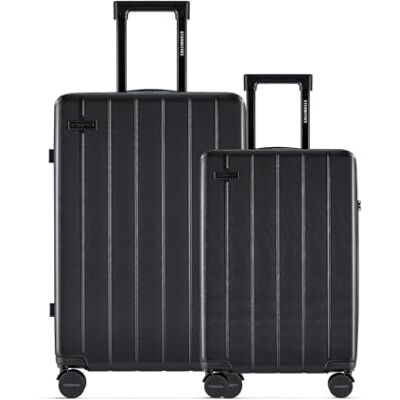 S-J2-CM-B ETERNITIVE Zestaw Walizek 2w1 S + M – Walizka Kabinowa 37L i Średnia 60L, Twarde Walizki Podróżne, 4 Kółka 360°, TSA, Czarny S-J2-CM-B ETERNITIVE Zestaw Walizek 2w1 S + M – Walizka Kabinowa 37L i Średnia 60L, Twarde Walizki Podróżne, 4 Kółka 360°, TSA, Czarny
