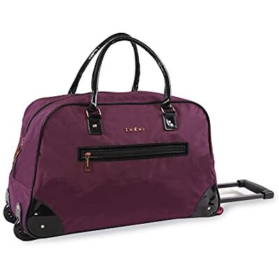 BE-WD-1822-DKPL BEBE Damska torba na kółkach, Ciemnofioletowy, Torba na kółkach BE-WD-1822-DKPL BEBE Damska torba na kółkach, Ciemnofioletowy, Torba na kółkach