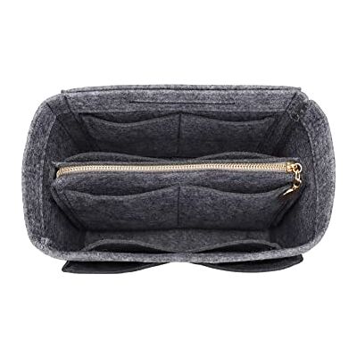 LEXSION Felt Purse Bag Organizer Insert with zipper Bag Tote Shaper Fit Speedy Neverful PM MM 8021 Grey L2 LEXSION Felt Purse Bag Organizer Insert with zipper Bag Tote Shaper Fit Speedy Neverful PM MM 8021 Grey L2