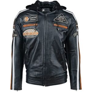 58 Gents Urban Leather Męska skórzana kurtka motocyklowa z ochraniaczami na plecy, ramiona i łokcie z certyfikatem CE, czarna, 6XL Plus, Czarny 58 Gents Urban Leather Męska skórzana kurtka motocyklowa z ochraniaczami na plecy, ramiona i łokcie z certyfikatem CE, czarna, 6XL Plus, Czarny