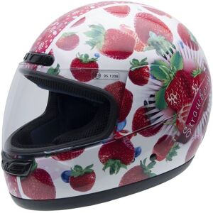 NZI 490003G606 3D aktywne cukierki owoc całą twarz kaski motocyklowe, białe tło/obrazy truskawek, XS NZI 490003G606 3D aktywne cukierki owoc całą twarz kaski motocyklowe, białe tło/obrazy truskawek, XS