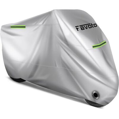 Favoto ulepszona wersja pokrowiec motocyklowy plandeka motocyklowa na zewnątrz srebrny pokrowiec motocyklowy rozmiar XXL-245 x 105 x 125 cm chroni przed deszczem UV, śniegiem, kurzem Favoto ulepszona wersja pokrowiec motocyklowy plandeka motocyklowa na zewnątrz srebrny pokrowiec motocyklowy rozmiar XXL-245 x 105 x 125 cm chroni przed deszczem UV, śniegiem, kurzem