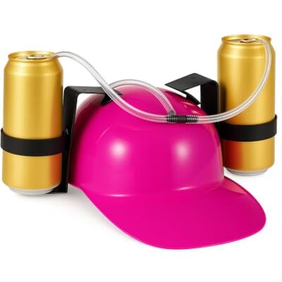 Relaxdays kask do picia, różowy hełm piwny, 2 uchwyty na puszki i butelki, rurka z zaciskiem, regulowany pałąk, puszka 0,5 l, na festiwale i karnawał Relaxdays kask do picia, różowy hełm piwny, 2 uchwyty na puszki i butelki, rurka z zaciskiem, regulowany pałąk, puszka 0,5 l, na festiwale i karnawał
