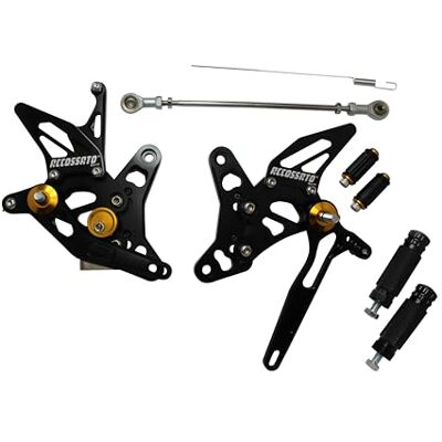 ACCOSSATO Regulowane podnóżki Street Racing Czarne z wkładkami złota do Suzuki Sv 650 od 1999 do 2002 (CC 650) ACCOSSATO Regulowane podnóżki Street Racing Czarne z wkładkami złota do Suzuki Sv 650 od 1999 do 2002 (CC 650)