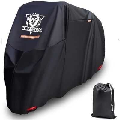 XYZCTEM Pokrowiec na motocykl, wodoodporna torba do przechowywania na zewnątrz, wykonana z wytrzymałego materiału, pasuje do 116 cali Harley Davison i wszystkich silników (czarny, otwory na blokady, XYZCTEM Pokrowiec na motocykl, wodoodporna torba do przechowywania na zewnątrz, wykonana z wytrzymałego materiału, pasuje do 116 cali Harley Davison i wszystkich silników (czarny, otwory na blokady,