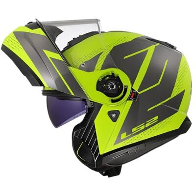LS2 , Modułowy kask motocyklowy STROBE II CODE Gloss H-V żółty szary, L LS2 , Modułowy kask motocyklowy STROBE II CODE Gloss H-V żółty szary, L