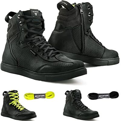 SHIMA REBEL WP wodoodporne, męskie buty motocyklowe wzmocnione, przewiewne buty motocyklowe z ochraniaczami kostki, antypoślizgową podeszwą i nadkładką zmiany biegów (Czarne, 43) SHIMA REBEL WP wodoodporne, męskie buty motocyklowe wzmocnione, przewiewne buty motocyklowe z ochraniaczami kostki, antypoślizgową podeszwą i nadkładką zmiany biegów (Czarne, 43)