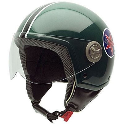 NZI 490033G514 3D Vintage II Open Face Helmets, logo Republiki Ibizy, zielone tło/czarny pasek, M NZI 490033G514 3D Vintage II Open Face Helmets, logo Republiki Ibizy, zielone tło/czarny pasek, M