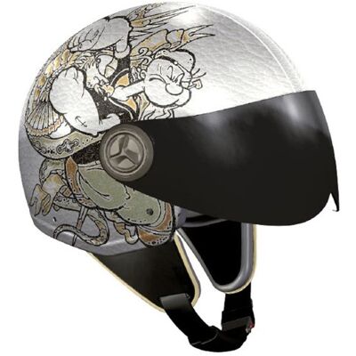 NZI 490022G577 Vintage II Tattoo Open Face kask motocyklowy, ilustracja PopEye, M NZI 490022G577 Vintage II Tattoo Open Face kask motocyklowy, ilustracja PopEye, M