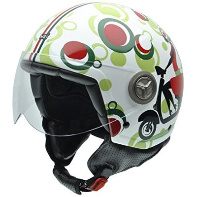 NZI 050004G590 Vintage II Happy Scoter, kask motocyklowy, otwarty, czerwony/czarny/zielony, XL NZI 050004G590 Vintage II Happy Scoter, kask motocyklowy, otwarty, czerwony/czarny/zielony, XL