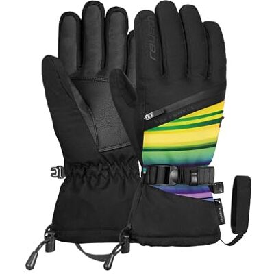 Rękawice narciarskie Reusch Demi R-TEX XT dla kobiet - czarne/linię wielokolorowe Rękawice narciarskie Reusch Demi R-TEX XT dla kobiet - czarne/linię wielokolorowe