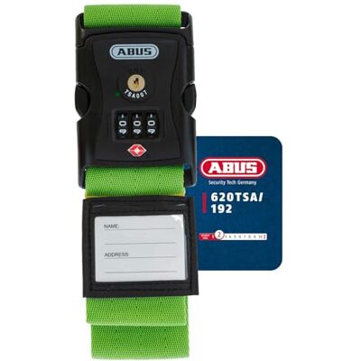 ABUS 620Tsa/192 Pasek do Walizki, Zielony, 3 cyfry 192 cm, regulowany pasek do walizki, 3-cyfrowy kod numeryczny, wskaźnik otwarcia, tabliczka na nazwisko w zestawie ABUS 620Tsa/192 Pasek do Walizki, Zielony, 3 cyfry 192 cm, regulowany pasek do walizki, 3-cyfrowy kod numeryczny, wskaźnik otwarcia, tabliczka na nazwisko w zestawie