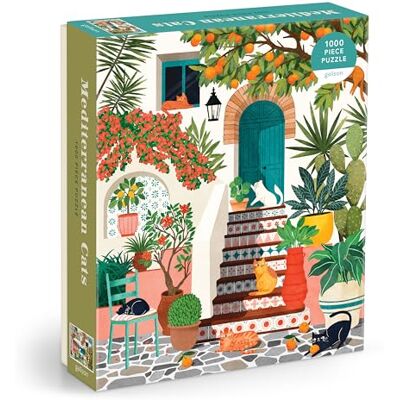 Galison Mediterranean Cats 1000 Piece Puzzle Galison Mediterranean Cats 1000 Piece Puzzle