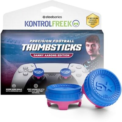 SteelSeries KontrolFreek® Precision Football Thumbsticks – Danny Aarons Edition na PlayStation 4 (PS4), kontroler PlayStation 5 (PS5), niebieski/różowy SteelSeries KontrolFreek® Precision Football Thumbsticks – Danny Aarons Edition na PlayStation 4 (PS4), kontroler PlayStation 5 (PS5), niebieski/różowy