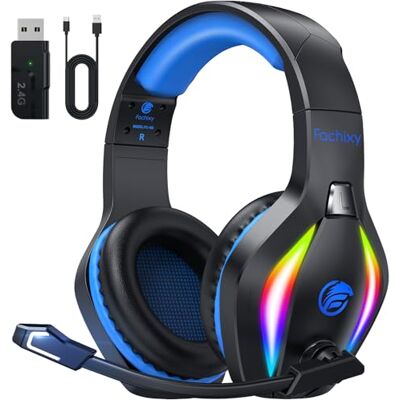 Fachixy FC100 Gaming Headset Draadloos met Microfoon, 2,4G & Bluetooth Koptelefoon voor PS5, PS4, PC, Switch, Mac, met LED-verlichting, tot 50 Uur Batterijduur Fachixy FC100 Gaming Headset Draadloos met Microfoon, 2,4G & Bluetooth Koptelefoon voor PS5, PS4, PC, Switch, Mac, met LED-verlichting, tot 50 Uur Batterijduur