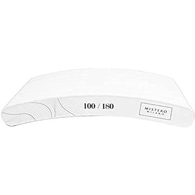 MISTERO MILANO Podstawowy pilnik do paznokci żelowych i akrylowych Nail Art narzędzie do formowania płytki paznokcia do manicure wyprodukowany z wytrzymałego papieru Basic 100/180, zakrzywiony MISTERO MILANO Podstawowy pilnik do paznokci żelowych i akrylowych Nail Art narzędzie do formowania płytki paznokcia do manicure wyprodukowany z wytrzymałego papieru Basic 100/180, zakrzywiony
