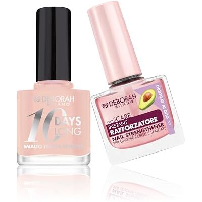 DEBORAH Milano zestaw lakierów do paznokci do wzmocnienia słabych i opuchniętych paznokci, 9,5 ml i lakier do paznokci 10 Days Long N.882 Nude Rose, błyszczący efekt z długim trzymaniem, 11 ml DEBORAH Milano zestaw lakierów do paznokci do wzmocnienia słabych i opuchniętych paznokci, 9,5 ml i lakier do paznokci 10 Days Long N.882 Nude Rose, błyszczący efekt z długim trzymaniem, 11 ml