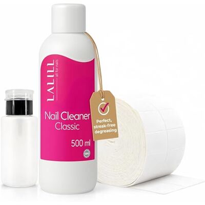 LALILL Cleaner Paznokcie Odtłuszczacz 500ml Zestaw Środek do Paznokci Chusteczki czyszczące Butelka z pompką 200ml, 500 podkładek, odtłuszczacz do paznokci, hybrydowy i szczotka LALILL Cleaner Paznokcie Odtłuszczacz 500ml Zestaw Środek do Paznokci Chusteczki czyszczące Butelka z pompką 200ml, 500 podkładek, odtłuszczacz do paznokci, hybrydowy i szczotka