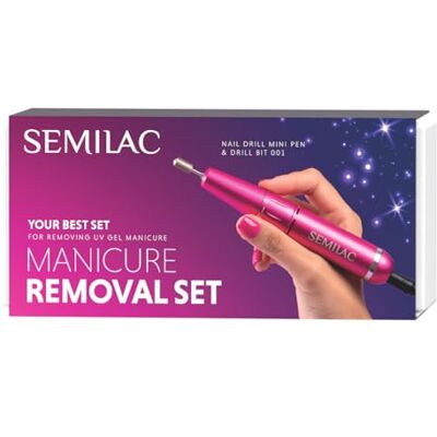 Semilac Manicure zestaw do usuwania paznokci – Mini Pen frezarka do paznokci + cylindryczna nasadka frezu 001 Semilac Manicure zestaw do usuwania paznokci – Mini Pen frezarka do paznokci + cylindryczna nasadka frezu 001