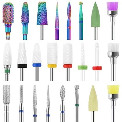 Kebensh 24 sztuki frezarek do paznokci żelowych ze stopu wolframu, profesjonalne frezy do usuwania żelu, akrylu, skórek, bity do manicure, pedicure, świetny prezent Kebensh 24 sztuki frezarek do paznokci żelowych ze stopu wolframu, profesjonalne frezy do usuwania żelu, akrylu, skórek, bity do manicure, pedicure, świetny prezent